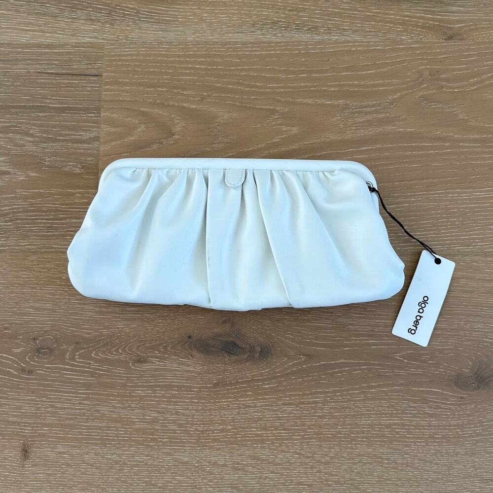 Olga Berg Clutch Bag with Chain Strap Catherine One Size White Silver